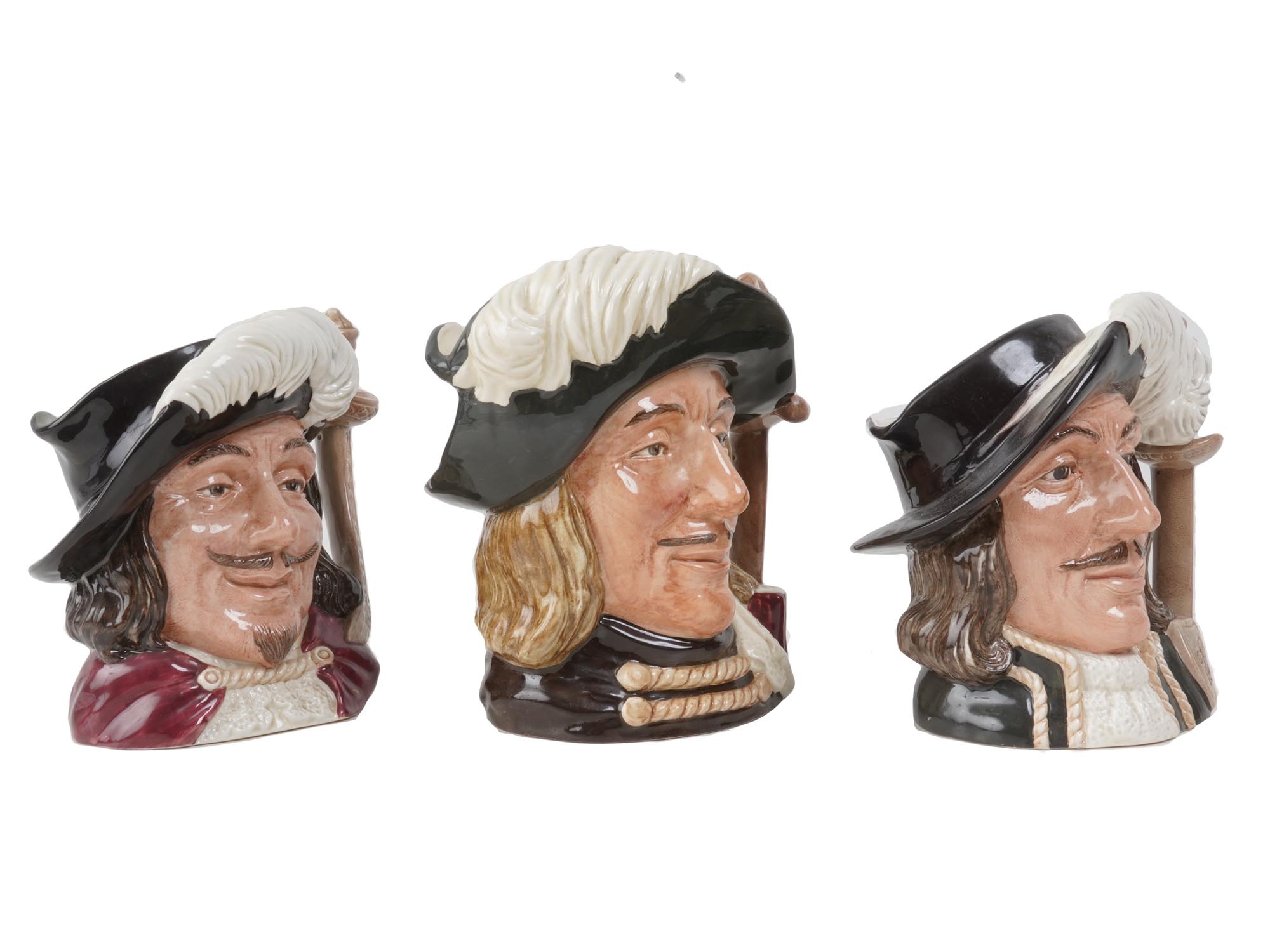 THE THREE MUSKETEERS ROYAL DOULTON CERAMIC JUGS PIC-0